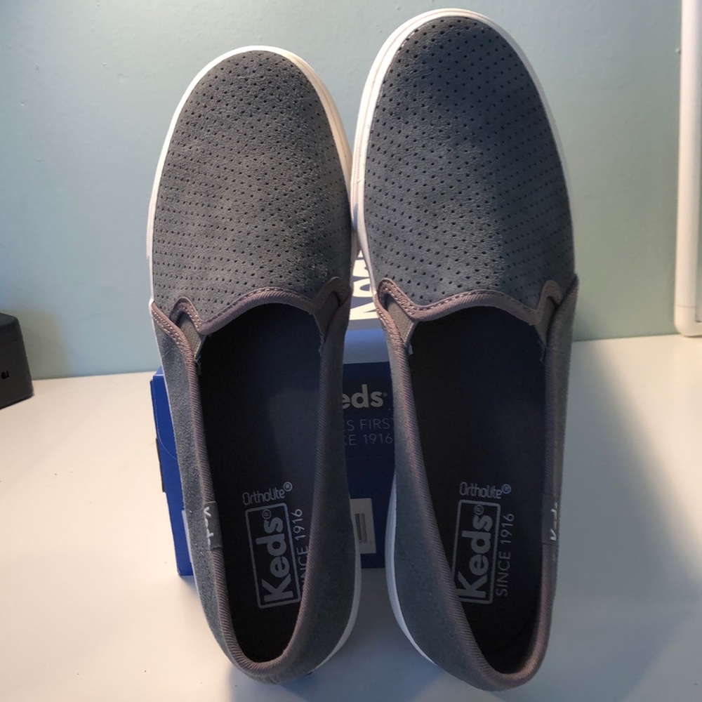 Keds Double Decker Suede Gray slip ons